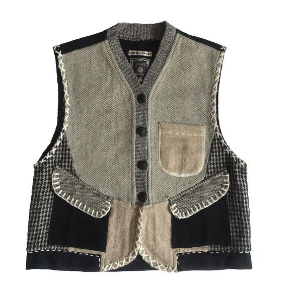 Jou Jou Jackets & Blazers - Jou Jou Leather Wool Sweater Vest Button Boho Hippie Festival Sz M Vintage EUC
